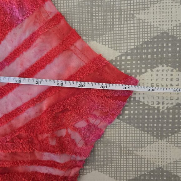 Calessa Womens Asymmetrical Tunic Top Size M Red Lagenlook Textured Colorful - Picture 5 of 15